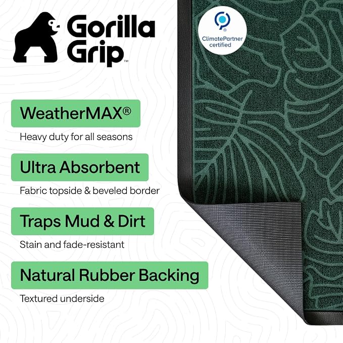 GORILLA GRIP 100% Waterproof All-Season WeatherMAX Doormat 35x23, US Designed - Image 2