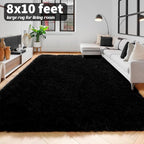 8x10 Black Rug for Living Room Bedroom, Large Big Fluffy Modern Area Rugs for - Image 6