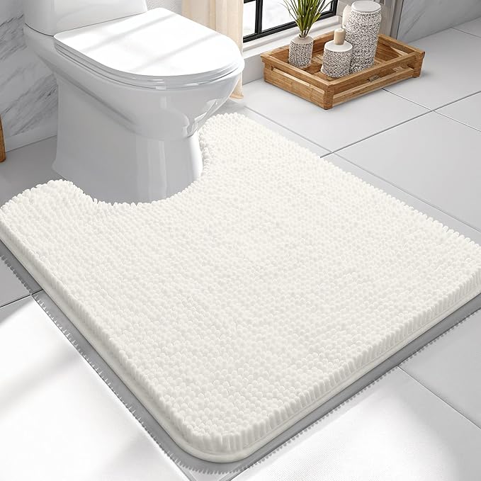 OLANLY Toilet Rugs U-Shaped 24x24, Extra Soft Absorbent Chenille Contour by OLANLY