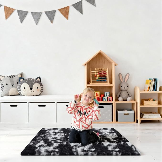 Black and White Rugs for Bedroom, 2x3 Fluffy Area Rugs for Living Room - Image 7