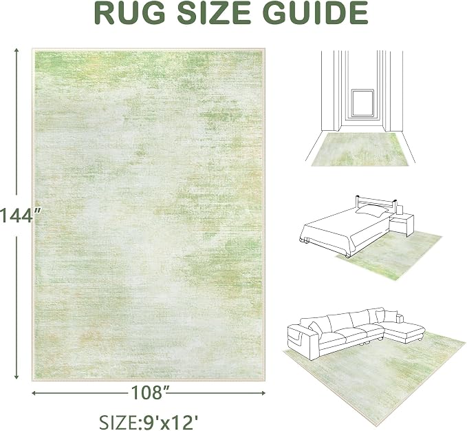 Area Rugs 9x12 Living Room: Washable Rug Modern Abstract Large Rugs Soft Non - Image 2