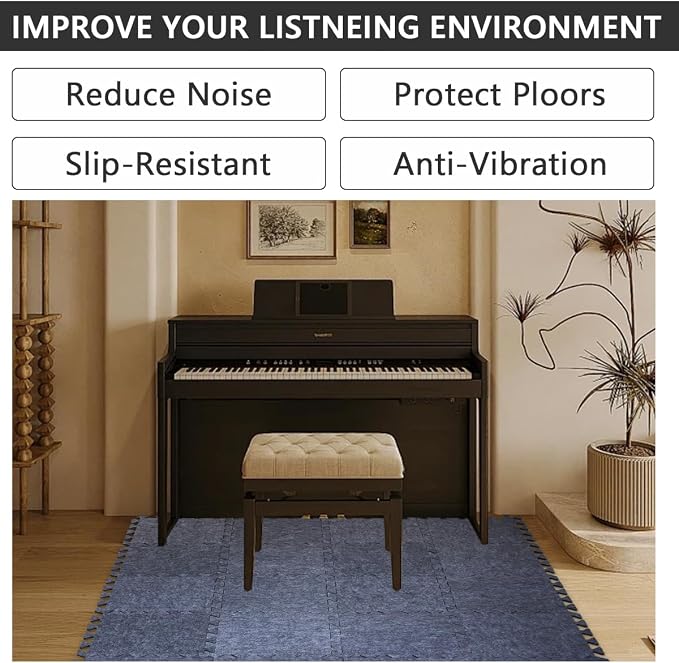 16 Pieces Thick Sound Absorbing Interlocking Floor Mats, High Density Piano - Image 5