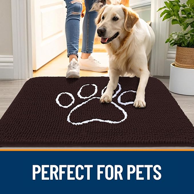 OLANLY Dog Door Mat for Muddy Paws 70x46, Paw Print Design, Absorbs Moisture - Image 6