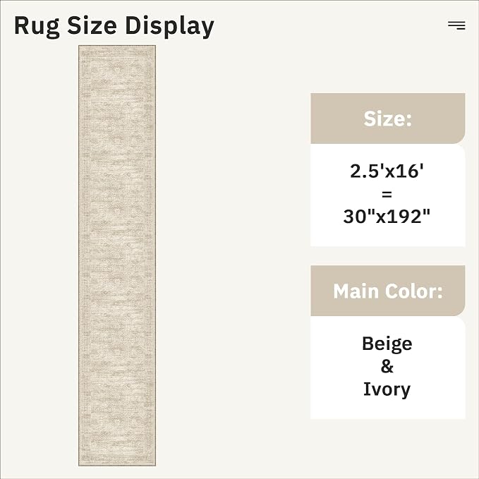 Soalmost Runner Rug 2'6" x 16' Washable Non-Slip 2.5x16 ft Long Runner Rugs - Image 5