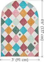 jinchan Macy Arched 3x5 Washable Kids Area Rug, Modern Colorful Checkered - Image 2