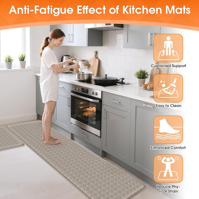 TranquilRelax 2-Piece Anti-Fatigue Kitchen Mats, Cushioned Non-Slip Waterproof - Image 4