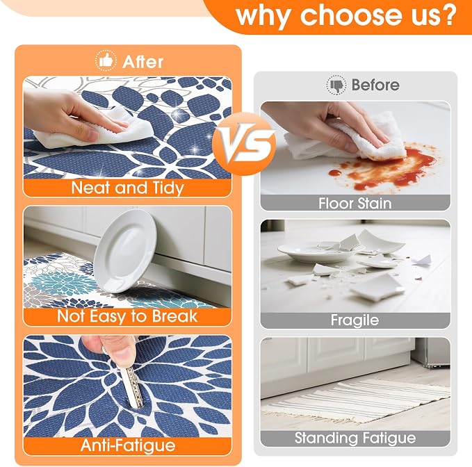 StepLively Kitchen Mats for Floor, 0.47" Anti Fatigue Mats for Kitchen Floor - Image 3