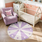 jinchan 5ft Round Rug Lilac Purple Washable Fun Cute Playroom Mat Non Slip by JINCHAN