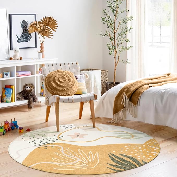 Lahome Boho Round Rugs - 6Ft Round Rug Washable Soft Circle Rugs - Image 5