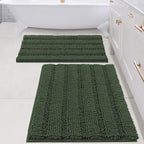 H.VERSAILTEX Bathroom Rugs Bath Mats Sets Super Absorbent Chenille Striped Bath by HVERSAILTEX