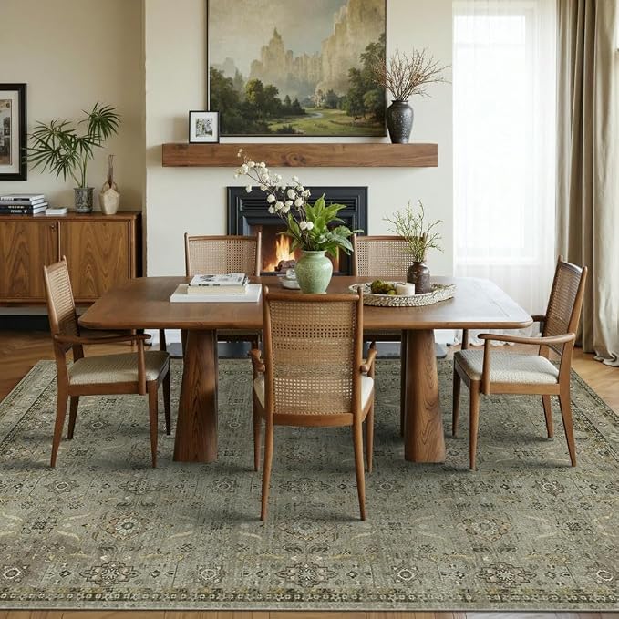 Rugxara 5x7 Area Rugs for Living Room Bedroom, Washable Rug, Vintage Floral - Image 4