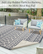 Outdoor Rug Carpet 4x6 ft, Flatweave Textured Outdoor Patio Rug Non Slip Indoor - Image 3