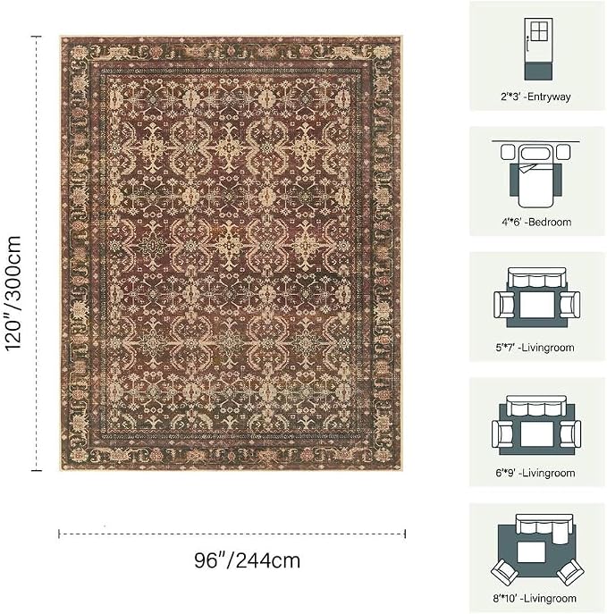 Rugxara 8x10 Area Rugs for Living Room Bedroom, Large Washable Christmas Rug - Image 2