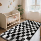 Checkered Rug for Bedroom, 3x7 Black and White Area Rugs, Classic Checkered - Image 2