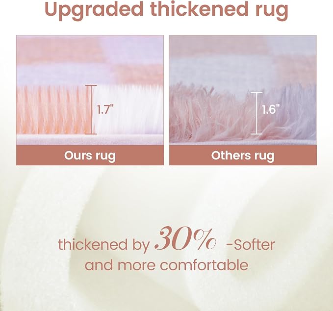 Super Soft Rug for Bedroom, 3x5 Ft Pink and White Area Rug Classic Checkered - Image 6