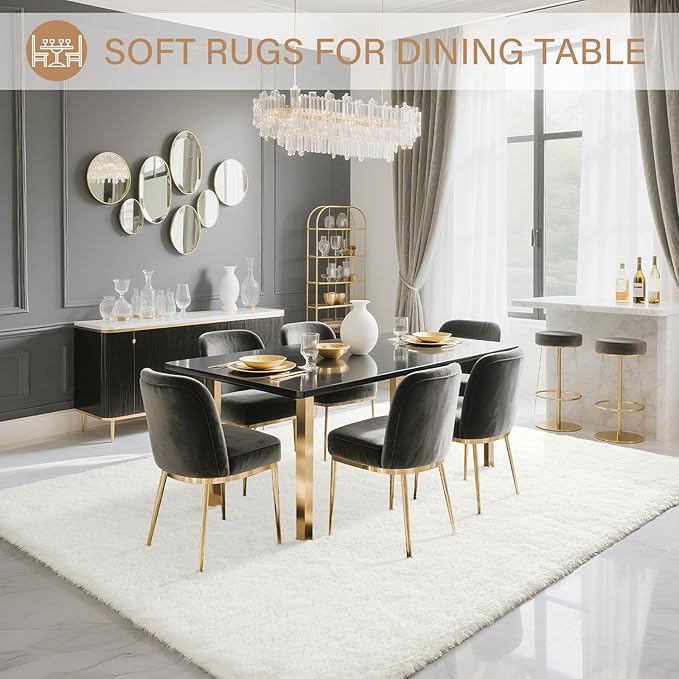 BENRON Fluffy Rugs for Living Room 5x7 Cream White, Washable Large Area Rugs - Image 5