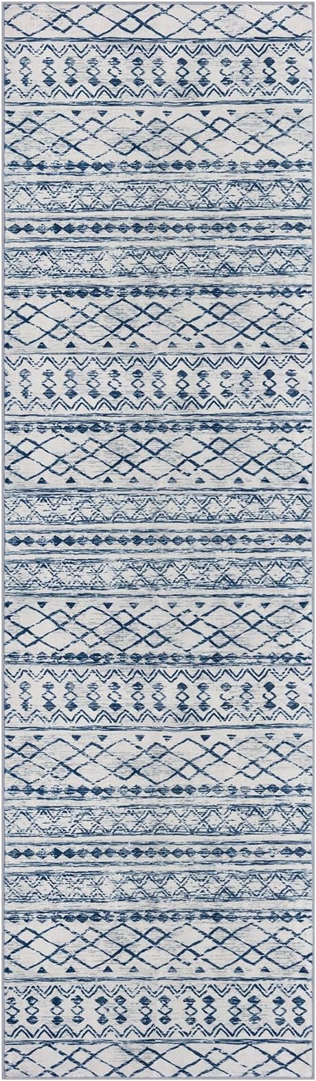 KUTA Moroccan Washable Hallway Runner Rug, 2x8 Non-Slip Vintage Blue White Boho - Image 8