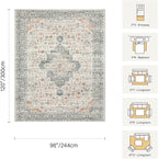 Rugxara 8x10 Washable Area Rug for Living Room, Vintage Neutral Extra Large - Image 2