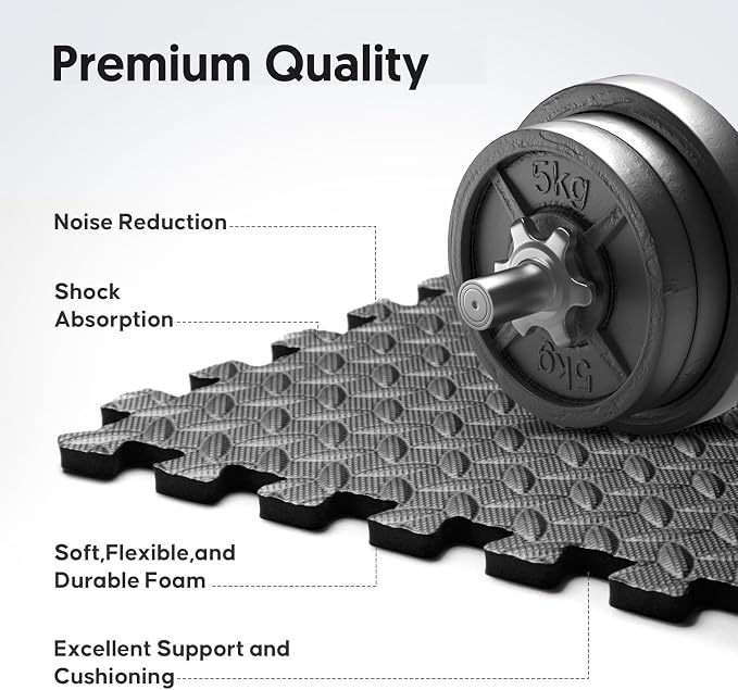 Home Gym Mat, Puzzle Exercise Mat, EVA Interlocking Foam Floor Tiles - Image 3