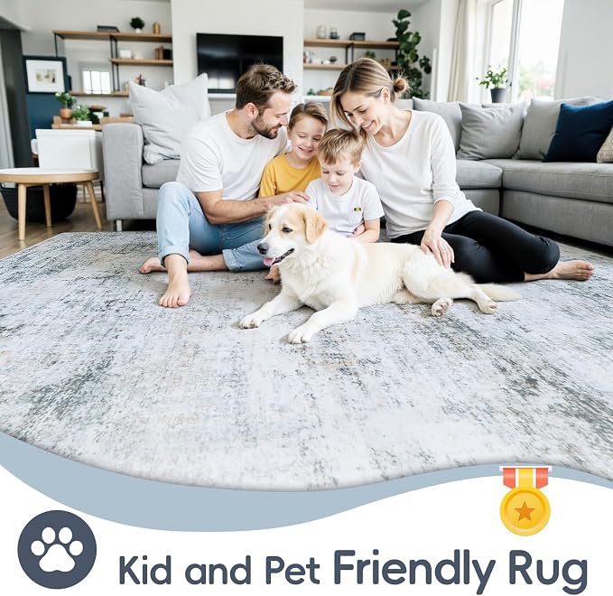 9x12 Area Rugs Washable Rug:Anti-Skid Abstract Modern Living Room Rug Soft Thin - Image 4
