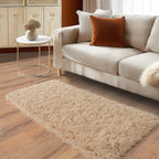 Soft Runner Rugs for Bedroom Hallways, 2x4 Beige Fluffy Shag Throw Area Rug Non - Image 2