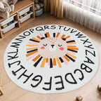 Poowe ABC Lion Kids Room Rug, 47.2" Round Washable Area Rugs - Image 3