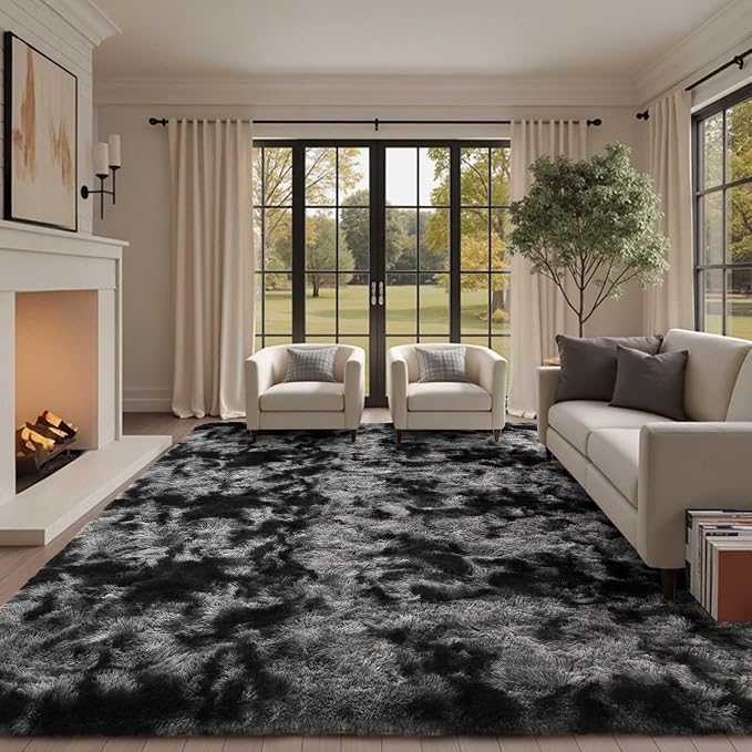 8x10 Ft Extra Large Shag Rugs for Living Room, Tie Dyed Ultra Soft Fluffy Furry by Cuzwlovita