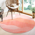 Pink Round Rugs, 4Ft Soft Nursery Rug Non Slip Washable Circle Rug, Modern by Sungea