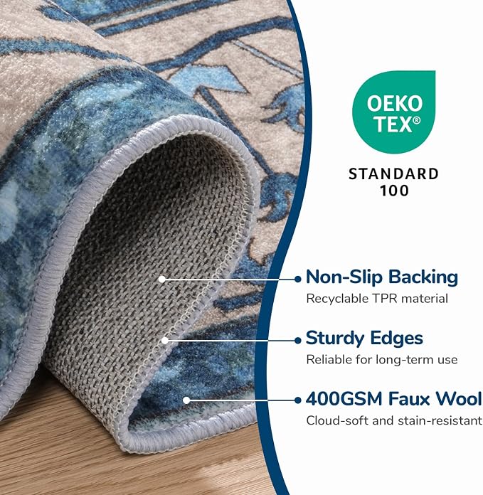 Lessymo 8 x 10 Area Rugs for Living Room- Machine Washable Area Rugs Boho Faux - Image 4