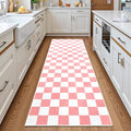 Terrug Pink and White Checkered Area Rug by TerrugHomeDecor