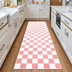 Terrug Pink and White Checkered Area Rug by TerrugHomeDecor