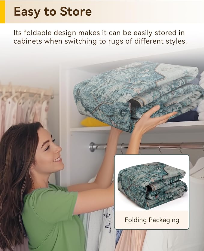 RELEANY Area Rugs Large 9'x12' Washable Non-Slip, Floral Vintage Distress - Image 7