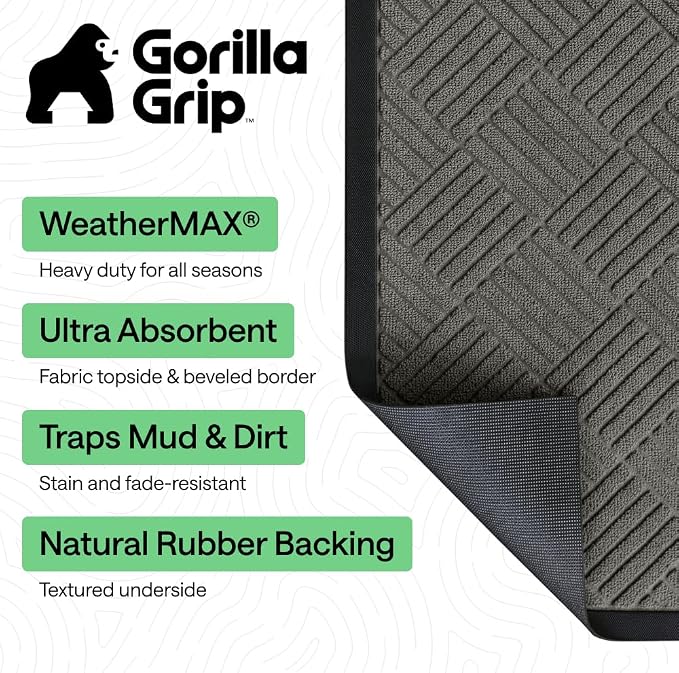 GORILLA GRIP 100% Waterproof All-Season WeatherMAX Doormat, US Designed Natural - Image 2