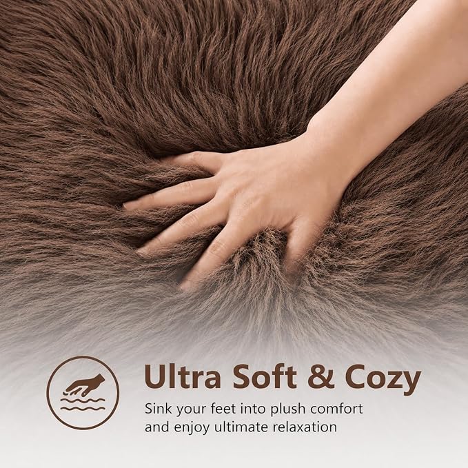 EasyJoy Faux Sheepskin Rug, Fluffy Faux Fur Rug, Ultra Soft Shag Area Rug - Image 4