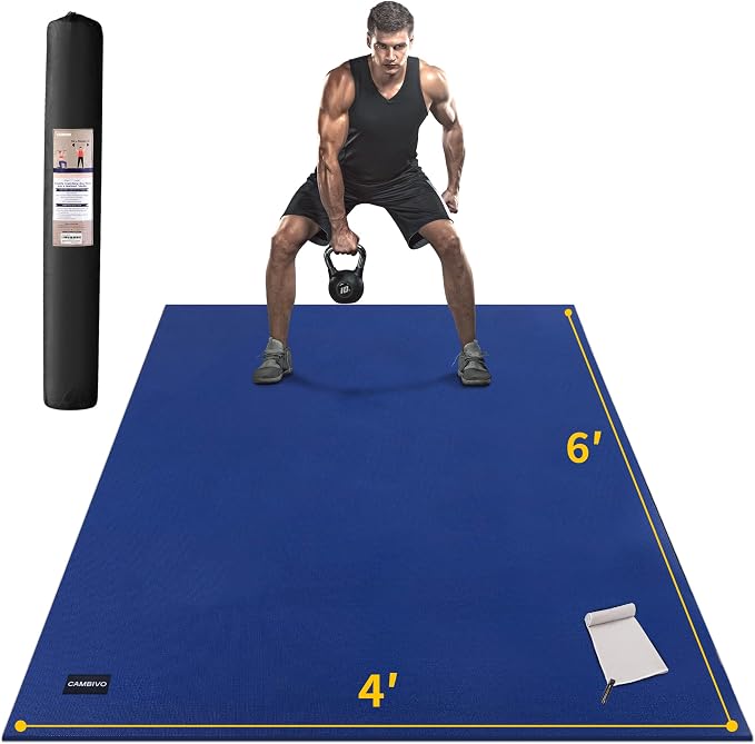 CAMBIVO Large Exercise Mat for Home Workout, Shoe-Friendly, Non-Slip Gym Mat by CAMBIVO