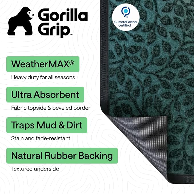 GORILLA GRIP 100% Waterproof All-Season WeatherMAX Doormat, US Designed Natural - Image 2