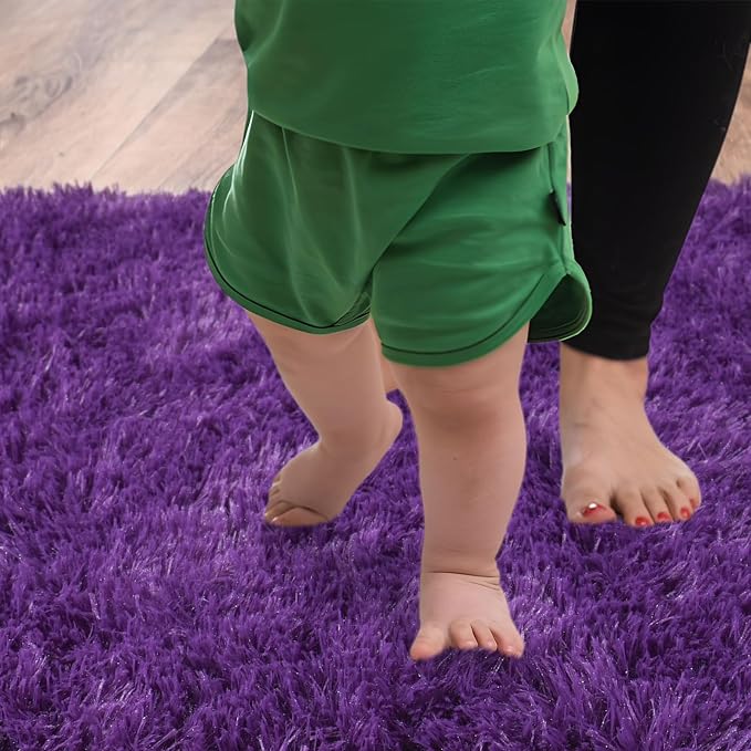 Soft Runner Rugs for Bedroom Hallways, 2x4 Purple Fluffy Shag Throw Area Rug - Image 7