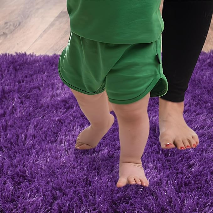 Soft Runner Rugs for Bedroom Hallways, 2 Packs 2x6 Purple Fluffy Shag Throw - Image 4