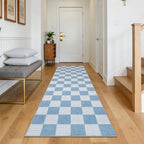 GarveeHome Checkered Light Blue and White 2x6 Washable Kitchen Runner Rug - Image 4