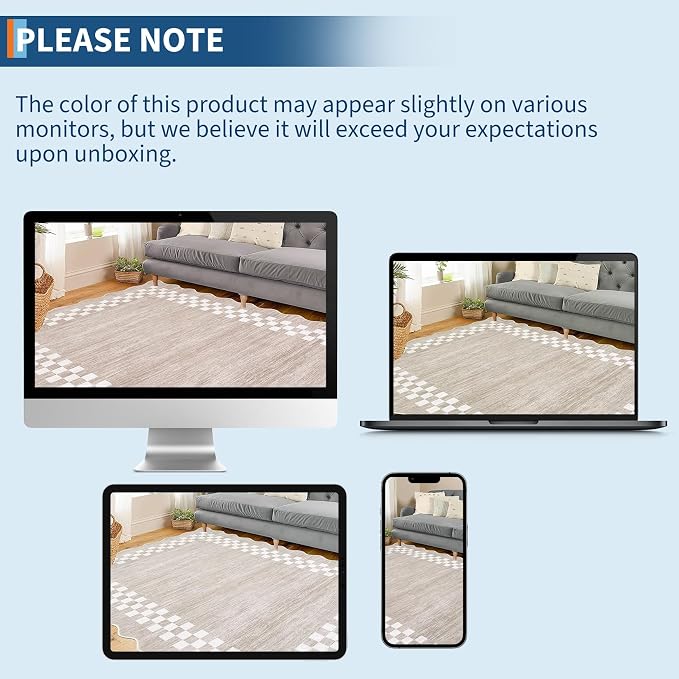 GarveeHome Area Rug 6x9 Large Living Room Modern Border Throw Rug - Image 9
