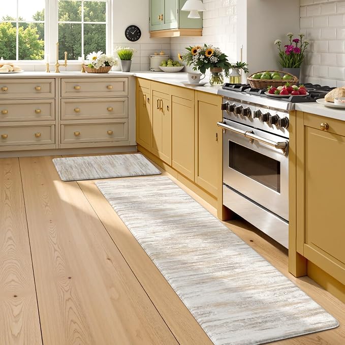 KIMODE Kitchen Anti Fatigue Mats, Farmhouse Abstract Kitchen Rugs Sets of 2 - Image 8