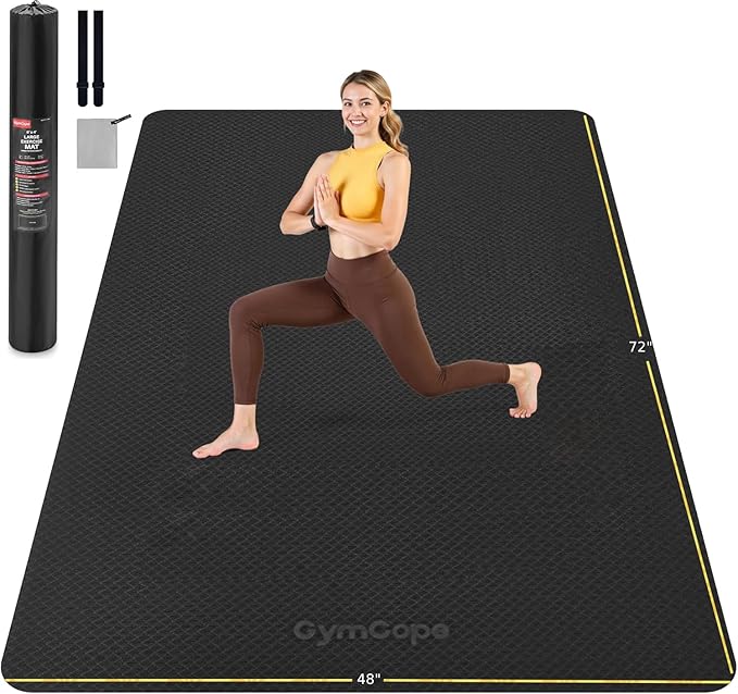 Extra Large Yoga Mat – 72"x48" or 78"x57", 1/4"–1/2" Thick Mat by GymCope