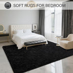 BENRON Fluffy Rugs for Living Room 6x9 Black, Washable Large Area Rugs for - Image 2