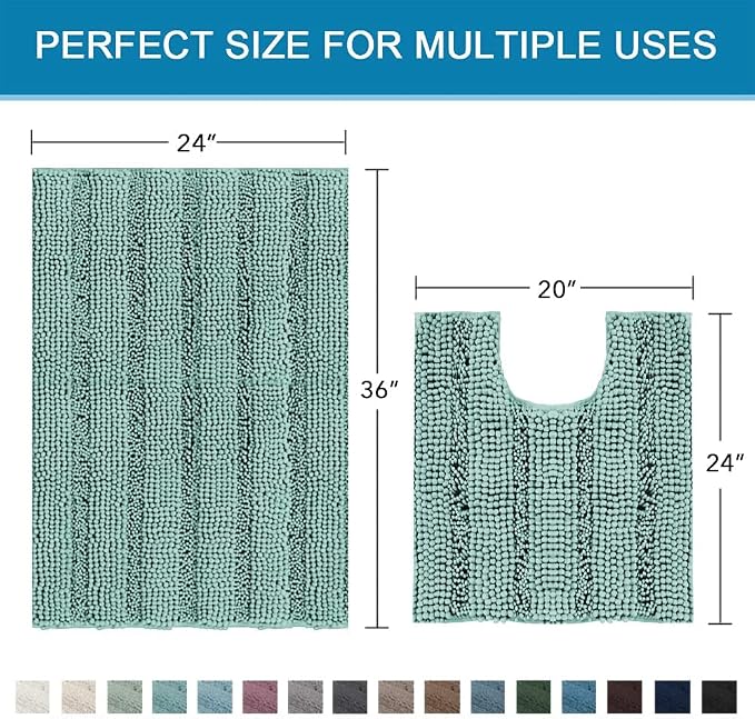 H.VERSAILTEX Bathroom Rugs Bath Rug Set 2 Piece Bathroom Contour Rug Toilet Mat - Image 2