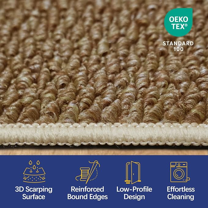 Dirt Trapping Door Mat 36x60, Taupe Faux Jute Entryway Rug | Low-Profile - Image 5