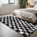 Checkered Rug for Bedroom, 3x7 Black and White Area Rugs, Classic Checkered by Yongyangjuxi