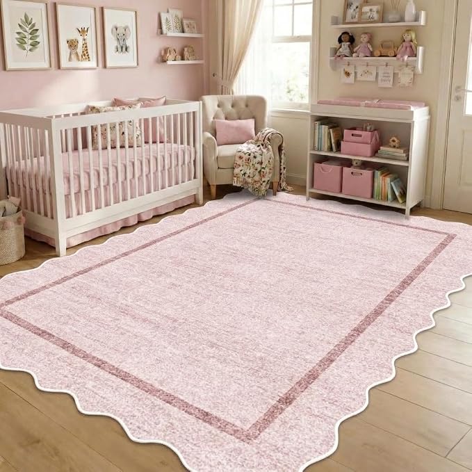 GarveeHome Scalloped Living Room Rug 5x7 Area Rug Washable Area Rug by GarveeHome