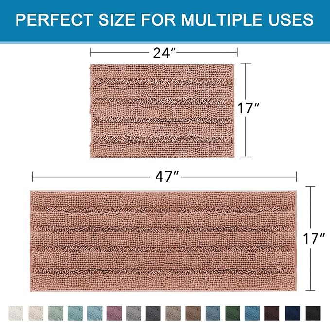 H.VERSAILTEX 2 Piece Set Bathroom Rugs Bath Mats Sets Super Absorbent Chenille - Image 2