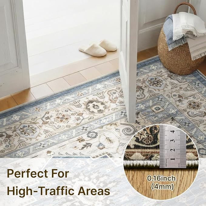 10x12 Area Rug for Living Room-Vintage Farmhouse Boho Floral Washable Stain - Image 5
