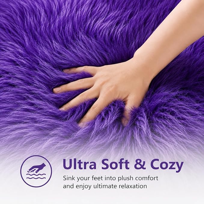EasyJoy Faux Sheepskin Rug, Fluffy Faux Fur Rug, Ultra Soft Shag Area Rug - Image 6